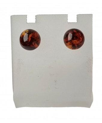 Boucles Ambre cognac boules 5mm argent 925