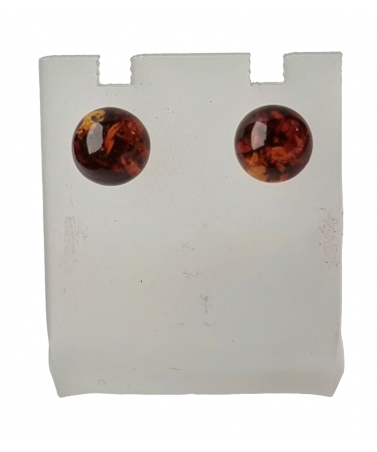 Boucles Ambre cognac boules 5mm argent 925