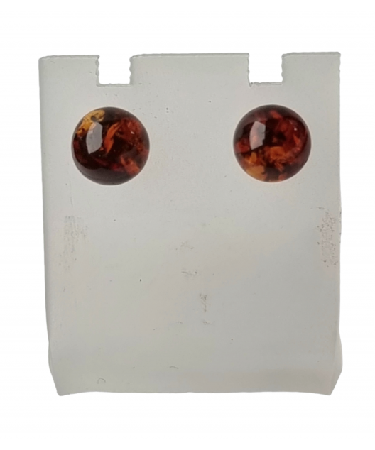 Boucles Ambre cognac boules 5mm argent 925
