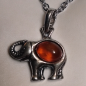 Pendentif Ambre Eléphant Argent 925 avec chaîne