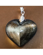 Pendentif Obsidienne dorée Cœur