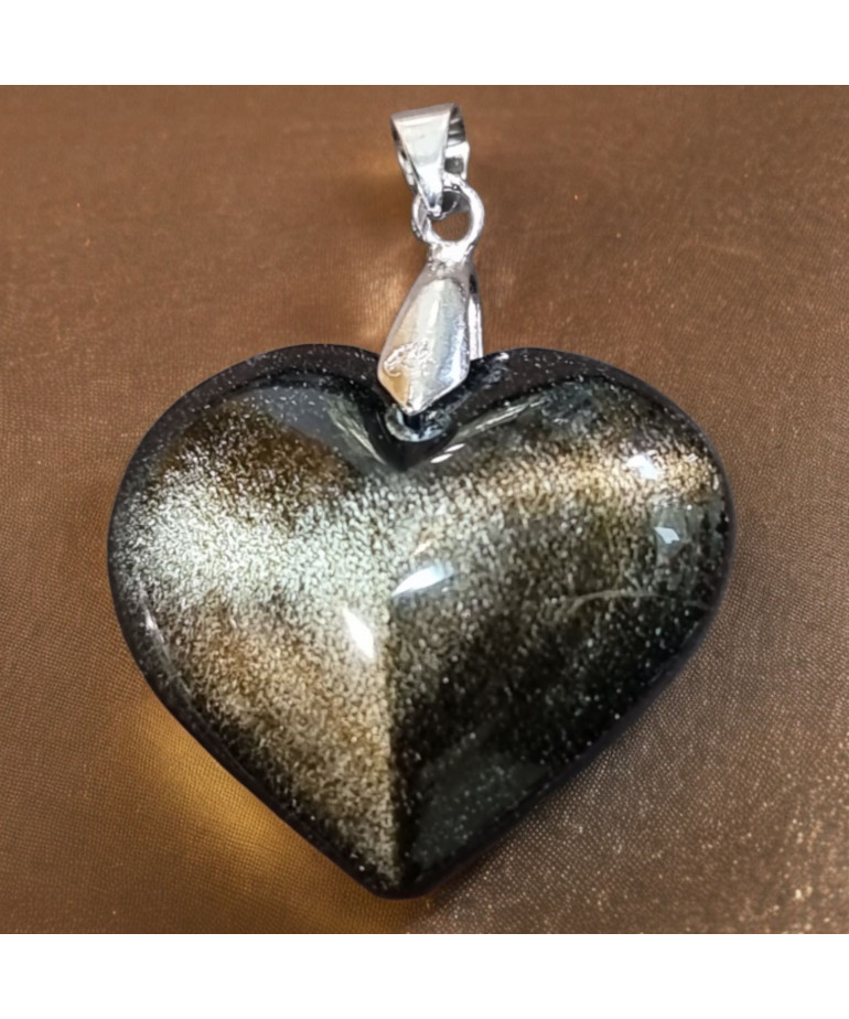 Pendentif Obsidienne dorée Cœur