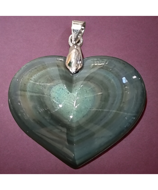 Pendentif Obsidienne Œil céleste Cœur