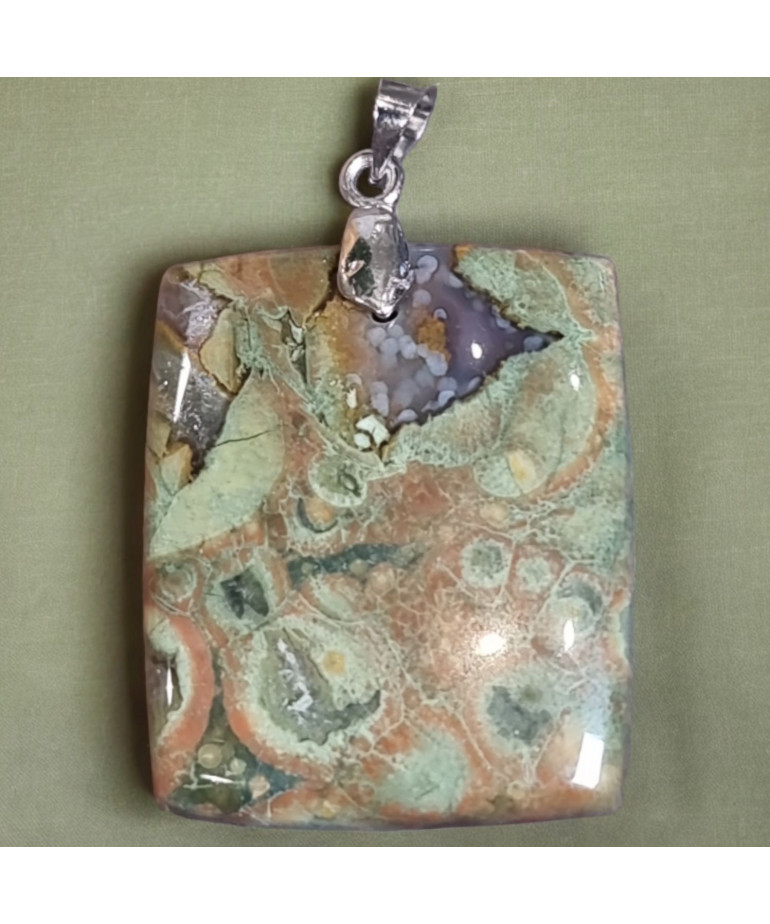 Pendentif Rhyolite rectangulaire