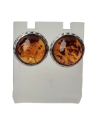 Boucles Ambre Cognac 10mm Argent 925