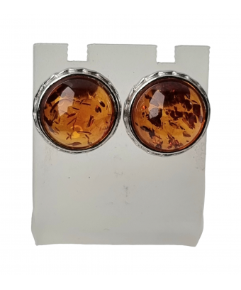 Boucles Ambre Cognac 10mm Argent 925