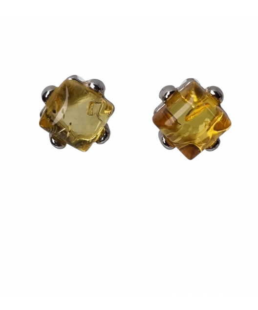 Boucles Ambre serties Argent 925