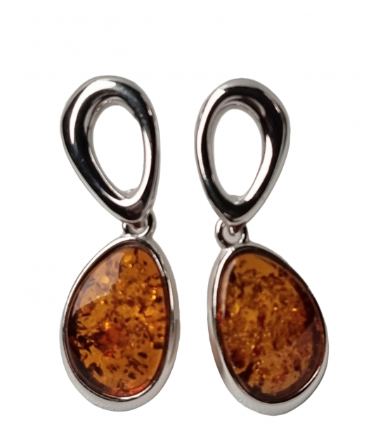Boucles Ambre serties Argent 925