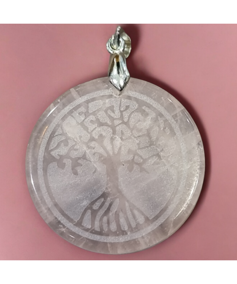 Pendentif Quartz rose Arbre de vie