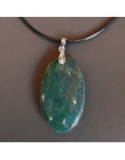 Pendentif Jaspe sanguin ovale sur cordon