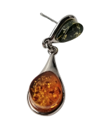 Boucles Ambre cognac et végétale serties argent 925