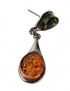 Boucles Ambre cognac et végétale serties argent 925