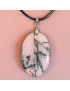 Pendentif Rhodonite ovale sur cordon