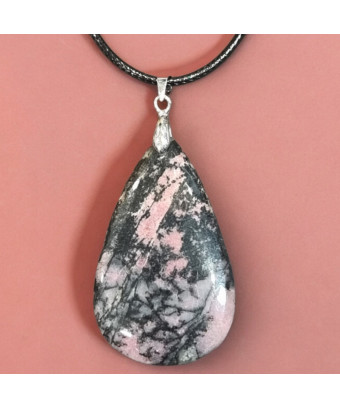 Pendentif Rhodonite goutte sur cordon