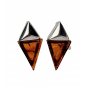 Boucles Ambre cognac serties argent 925