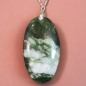 Pendentif Jade Serpentine ovale sur chaîne réglable