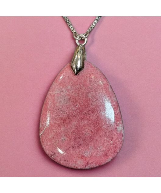 Pendentif Thulite goutte sur chaîne réglable