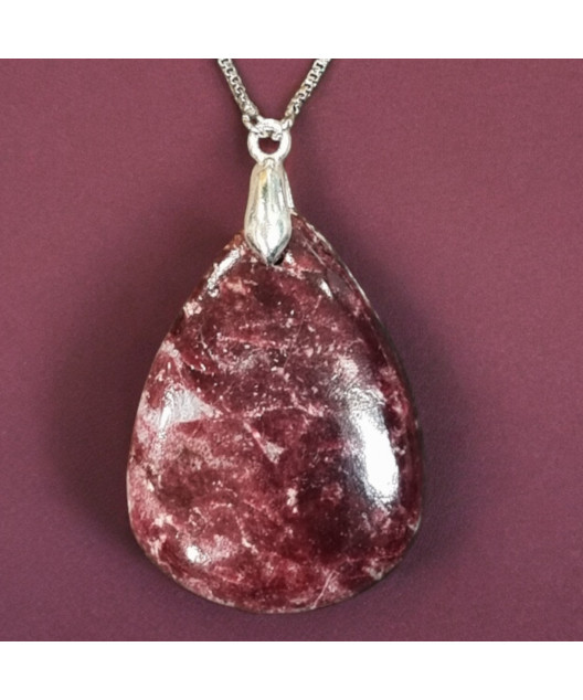 Pendentif Thulite goutte sur chaîne réglable