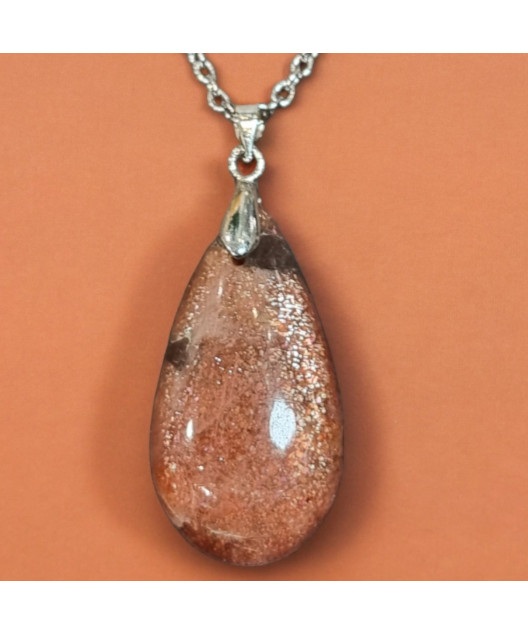 Pendentif Pierre de soleil goutte sur chaîne