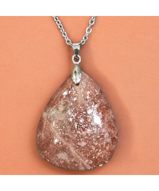 Pendentif Pierre de soleil goutte sur chaîne