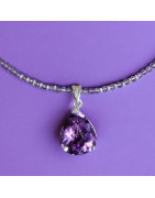 Pendentif Améthyste sur collier Améthyste facettée Argent 925