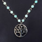 Pendentif Amazonite avec Arbre de vie sur chaîne