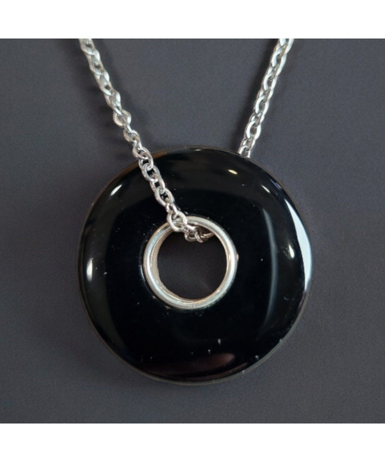 Pendentif Onyx Donut sur chaîne