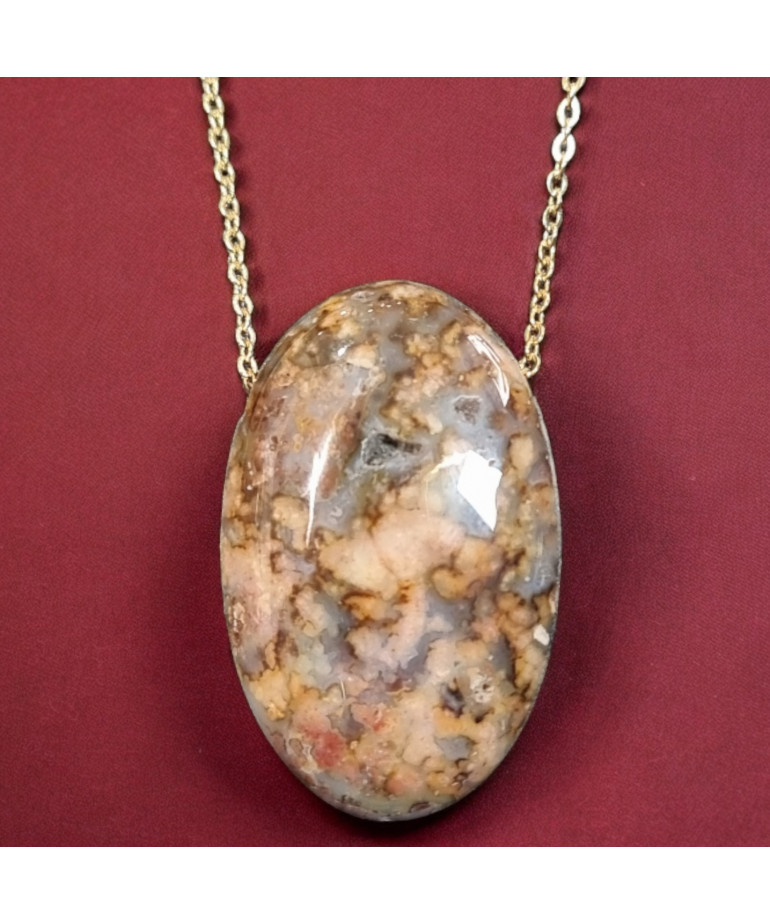 Pendentif Opale sur chaîne plaquée or