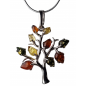 Pendentif Ambre baltique et végétal Arbre avec chaîne argent 925