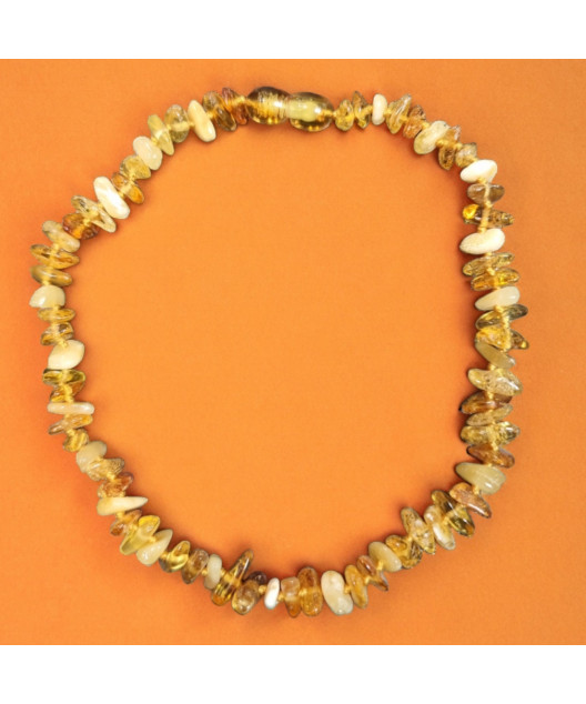 Collier Ambre baltique jaune Baroque bébé avec fermoir sécurisé