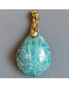 Pendentif Amazonite avec bélière dorée
