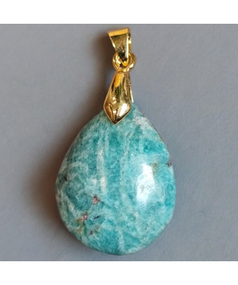 Pendentif Amazonite avec bélière dorée