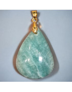 Pendentif Amazonite goutte avec bélière dorée