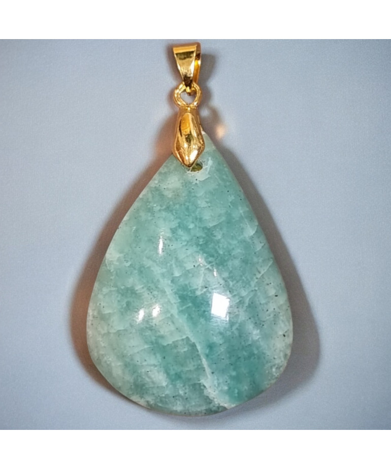 Pendentif Amazonite goutte avec bélière dorée