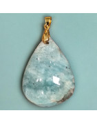 Pendentif Amazonite goutte avec bélière dorée