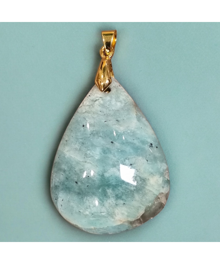 Pendentif Amazonite goutte avec bélière dorée