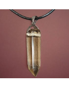 Pendentif Quartz fumé pointe sur cordon