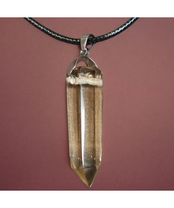 Pendentif Quartz fumé pointe sur cordon