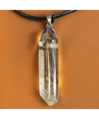 Pendentif Quartz fumé pointe sur cordon