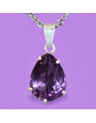 Pendentif Améthyste goutte Argent 925 avec Chaîne acier inox