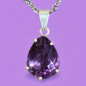 Pendentif Améthyste goutte Argent 925 avec Chaîne acier inox