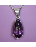 Pendentif Améthyste goutte Argent 925 avec Chaîne acier inox