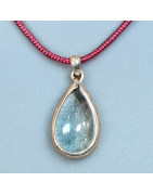 Pendentif Topaze goutte Argent 925 sur cordon réglable
