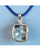 Pendentif Topaze carré Argent 925 sur cordon réglable