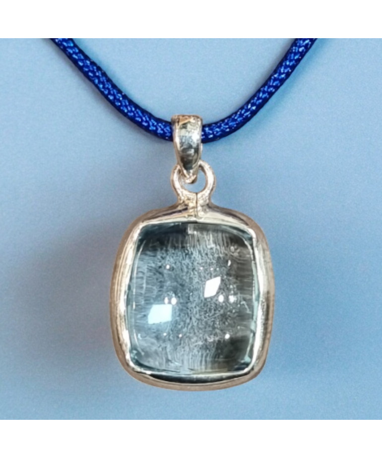 Pendentif Topaze carré Argent 925 sur cordon réglable