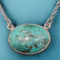 Pendentif Turquoise ovale Argent 925 sur chaîne