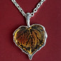 Pendentif Ambre Feuille Argent 925 sur chaîne