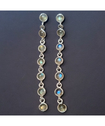 Boucles Labradorite sertie Argent 925