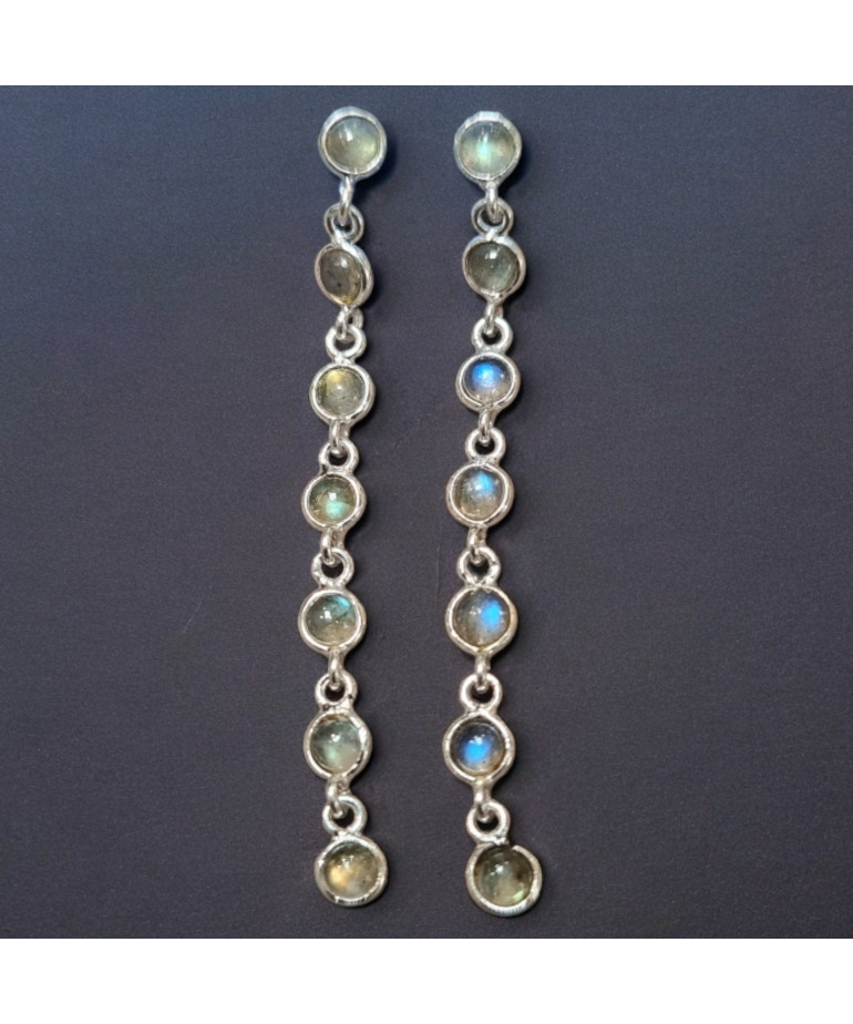 Boucles Labradorite sertie Argent 925