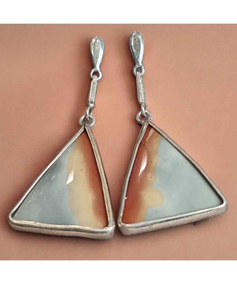 Boucles Jaspe Picasso Triangulaires Argent 925